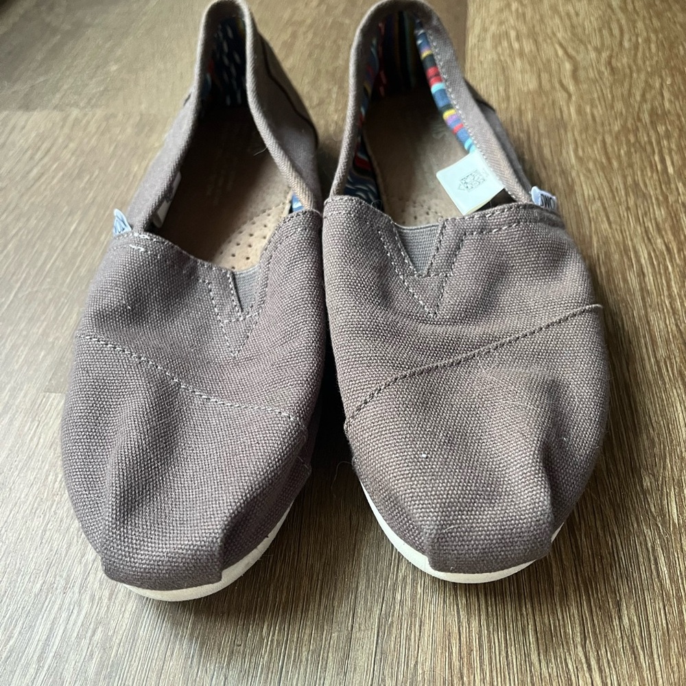 Toms Brown Canvas Slip-Ons